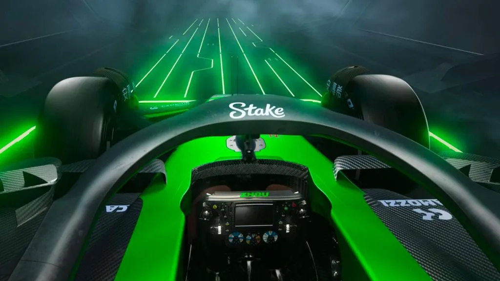 Screenshot del volante dell'auto del team Stake F1 per la stagione di Formula 1 2024