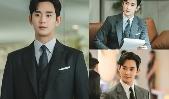 “Queen of Tears” revela trechos do visual perfeito de terno de Kim Soo-hyun 