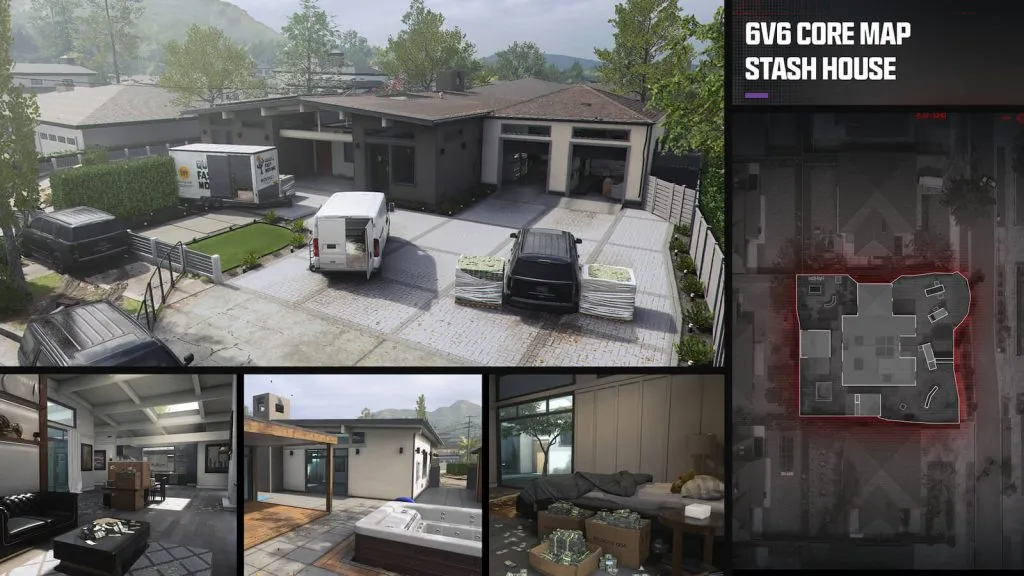 Visão geral do mapa da MW3 Stash House