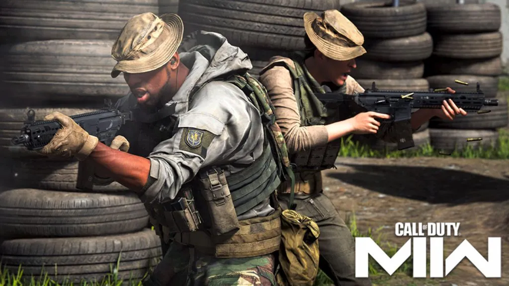 Scontro a fuoco di Modern Warfare con il logo MW2