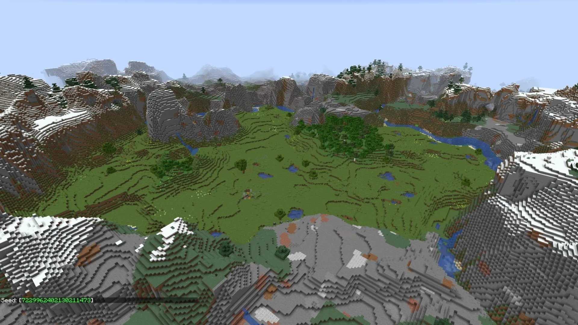 Image d'un grand biome de montagne dans Minecraft