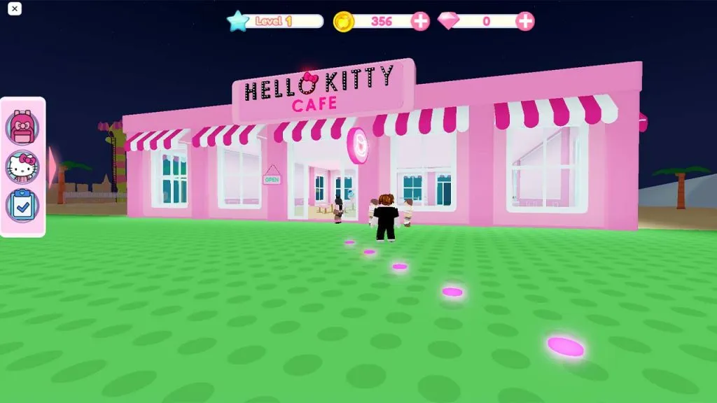 La imagen muestra la cafetería del jugador en My Hello Kitty Cafe.