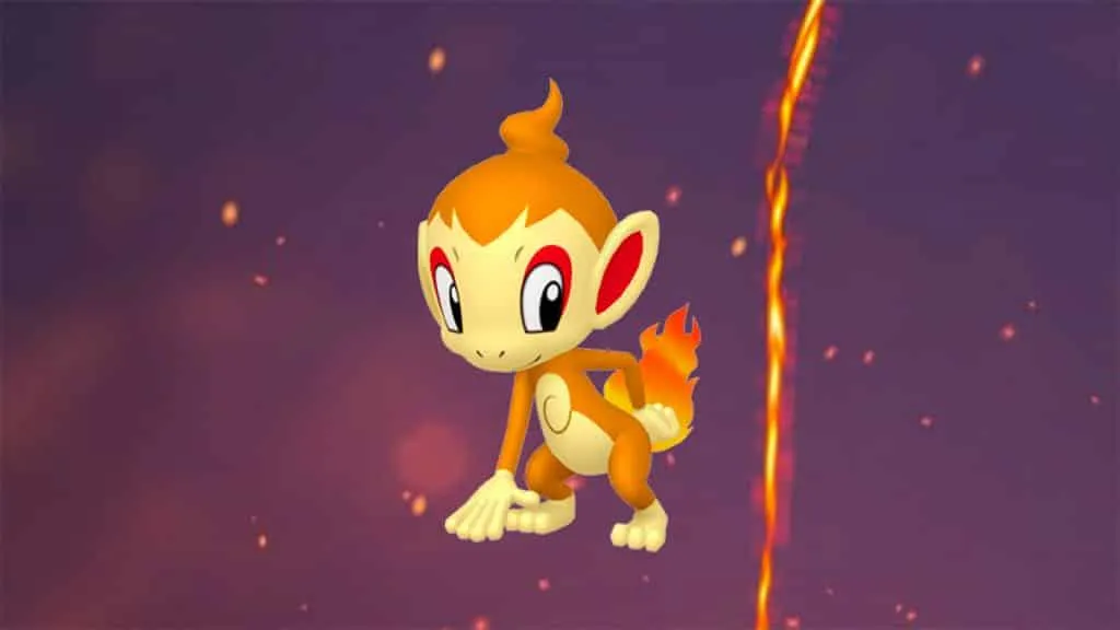 Chimchar na tle ognia w „Godzinie reflektorów” Pokemon Go