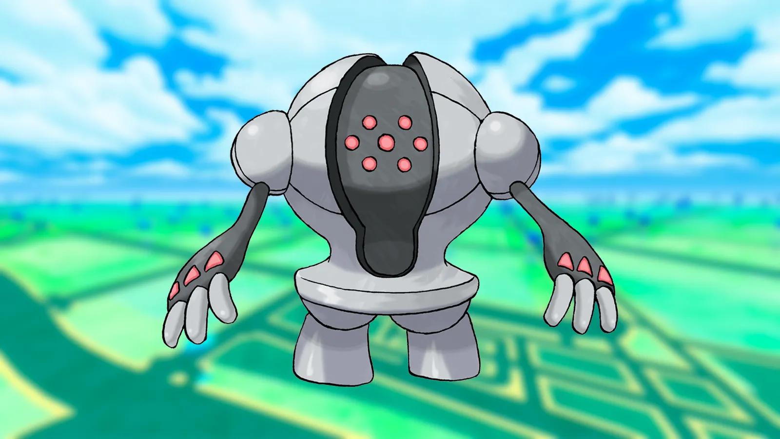 Ein Bild von Registeel auf einem Pokemon Go-Hintergrund