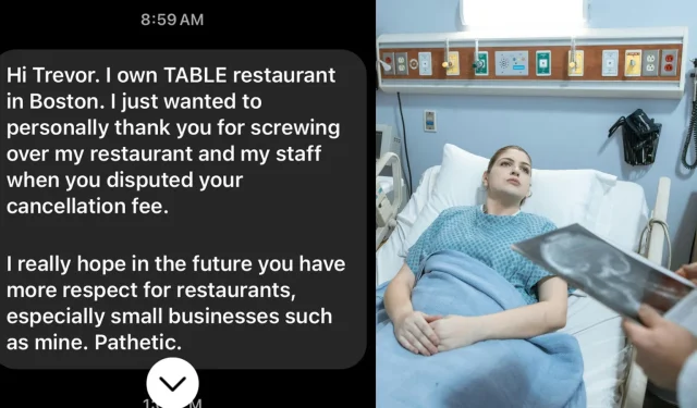 住院病人取消預約後收到餐廳老闆的「噁心」訊息