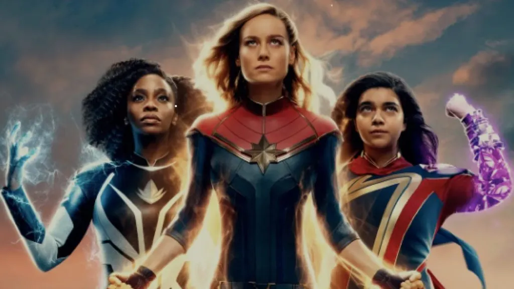 Teyonah Parris, Brie Larson i Iman Vellani w Marvelu