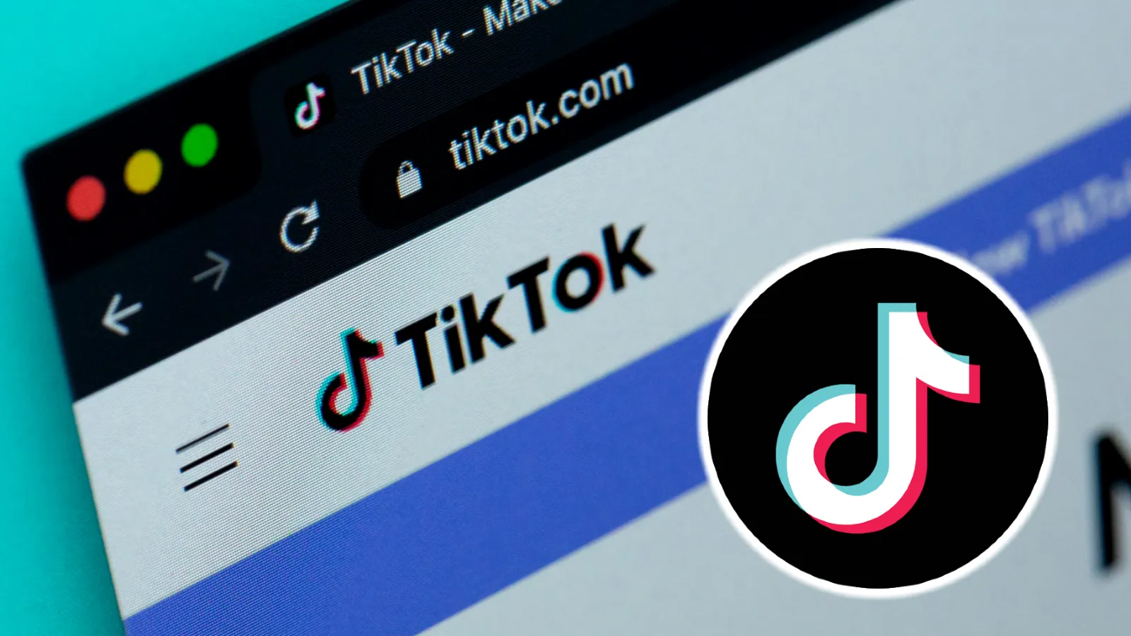 Site do TikTok ao lado do logotipo do TikTok