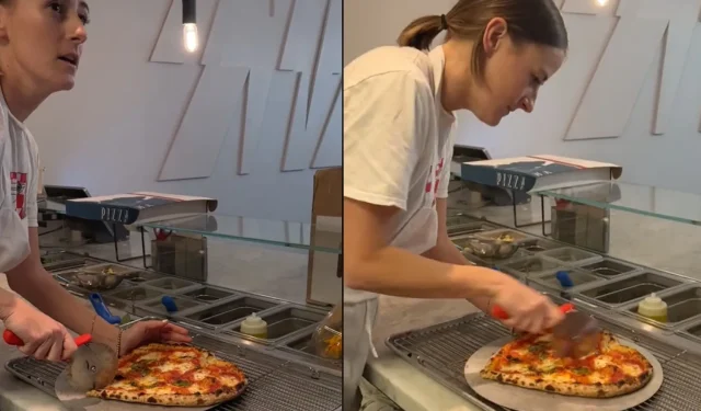 Pizzabäckerin zerstört herzförmige Pizza, nachdem sie herausgefunden hat, dass ihr Ex sie bestellt hat