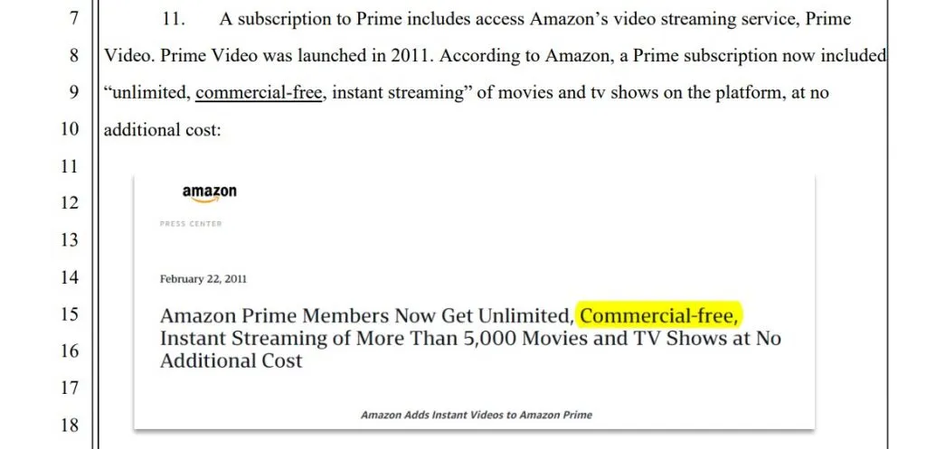 Uma página do processo Amazon Prime destacando a publicidade do Prime Video
