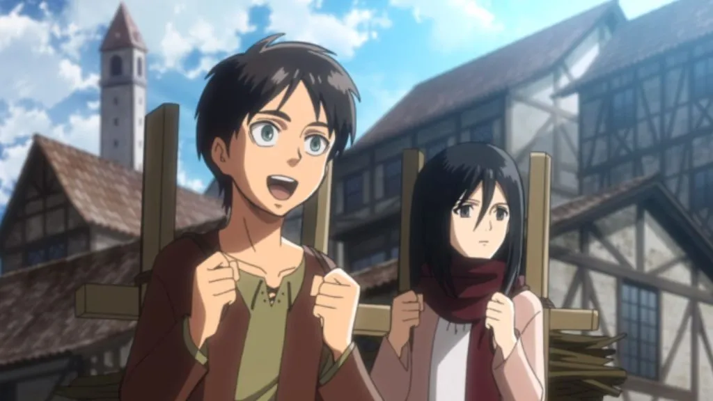 Eren e Mikasa de Ataque ao Titã