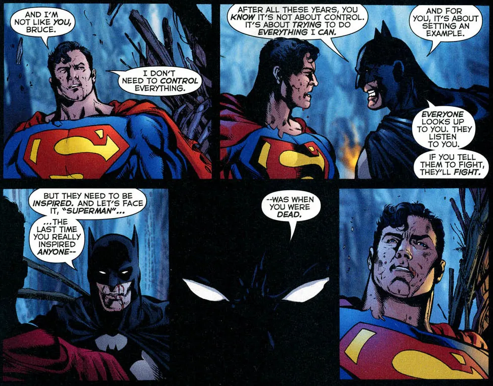 슈퍼맨은 무한의 위기에서 배트맨과 대결한다