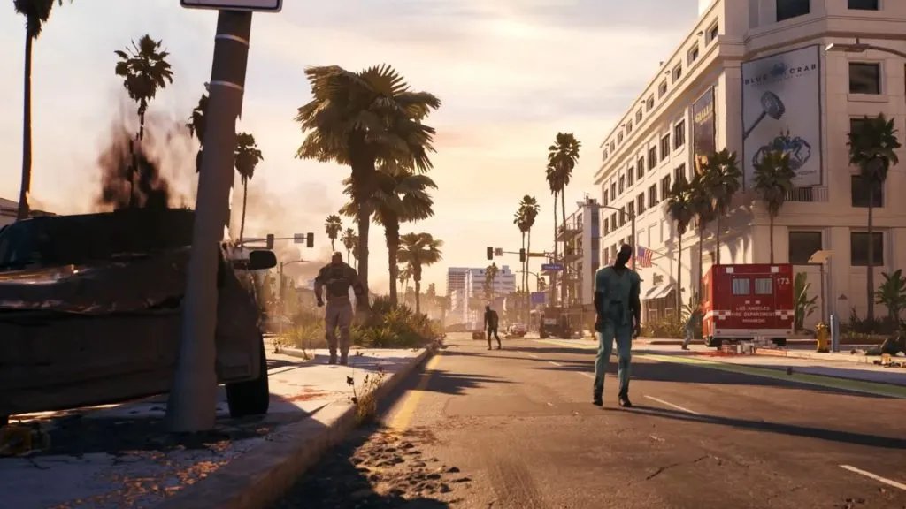 zombies marchant dans la rue sur Dead Island 2