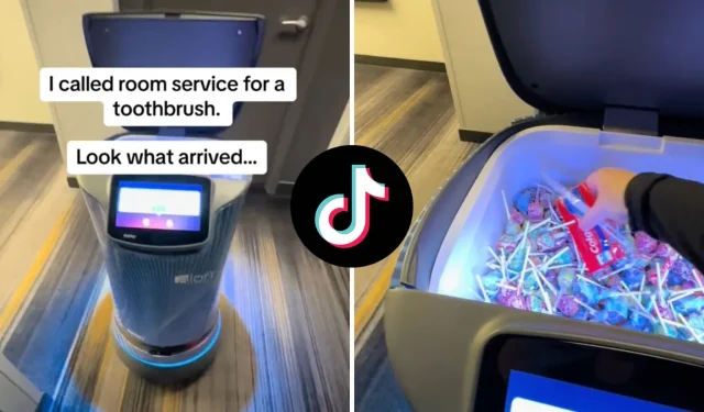 Huésped del hotel se sorprende cuando un robot aparece en su puerta para el servicio de habitaciones