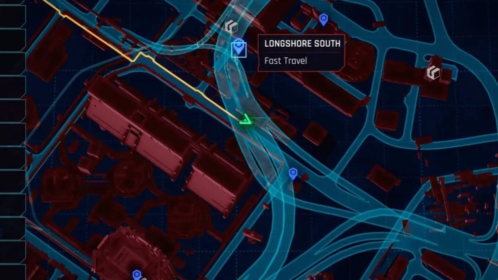 uma imagem da localização da Errata em Cyberpunk 2077