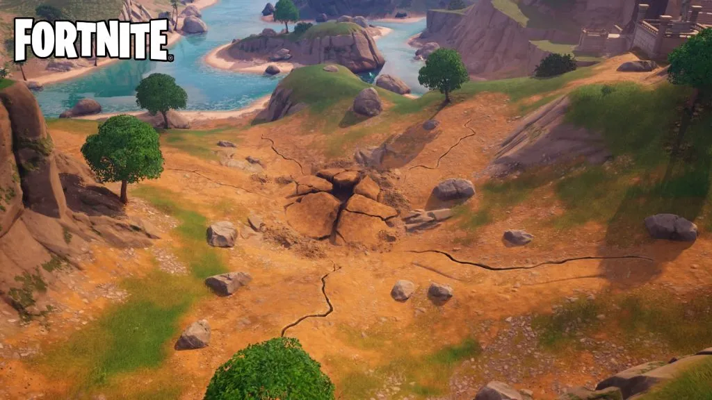 Un tremblement de terre fissure sur la carte Fortnite