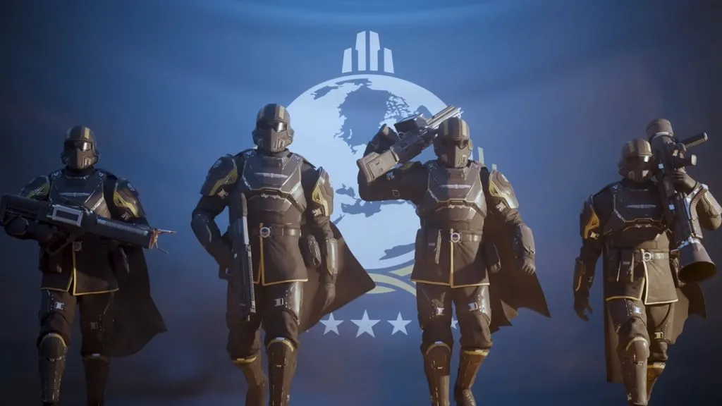 uma imagem de alguns personagens de Helldivers 2