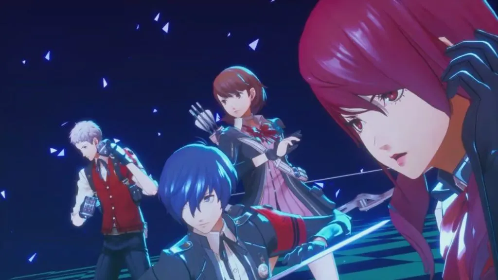 Uma imagem promocional de Persona 3 Reload apresentando o elenco principal.