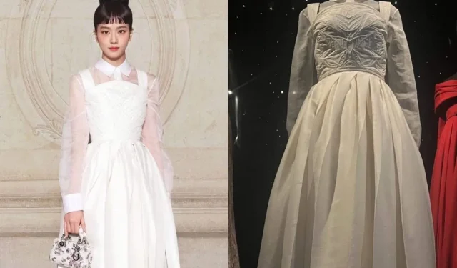 Vestido de Jisoo do BLACKPINK no desfile de alta costura da Dior Primavera-Verão 2023 exibido no lendário Museu Dior