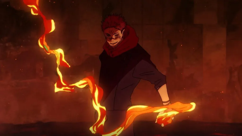 Sukuna utilise la technique du feu dans Jujutsu Kaisen