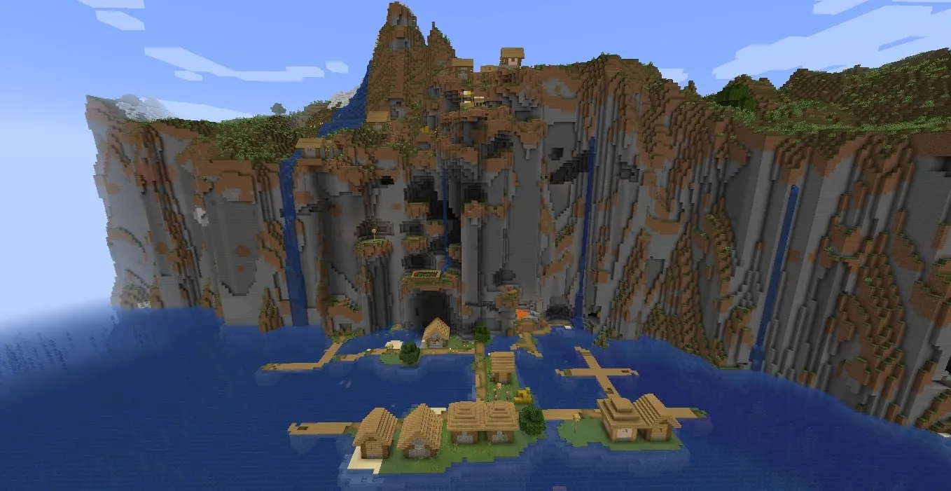 Sementes do mundo Minecraft da vila do lago