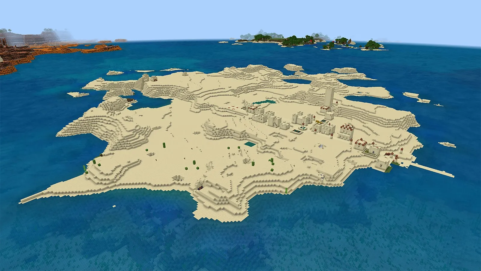 Um mapa da Ilha Deserta criado usando uma semente no Minecraft