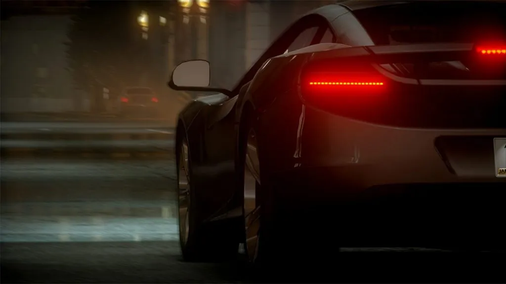 une voiture avec ses feux stop allumés dans nfs the run