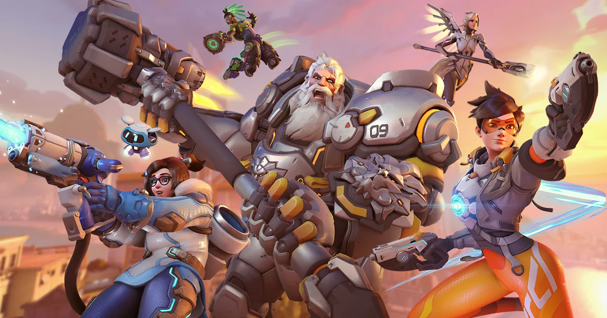 Reinhardt, Mei, Lucio, Tracer und Mercy aus Overwatch 2