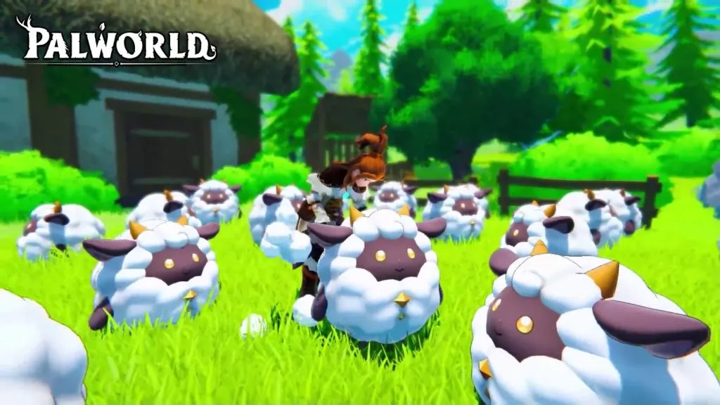 양털을 수확하는 Palworld 플레이어