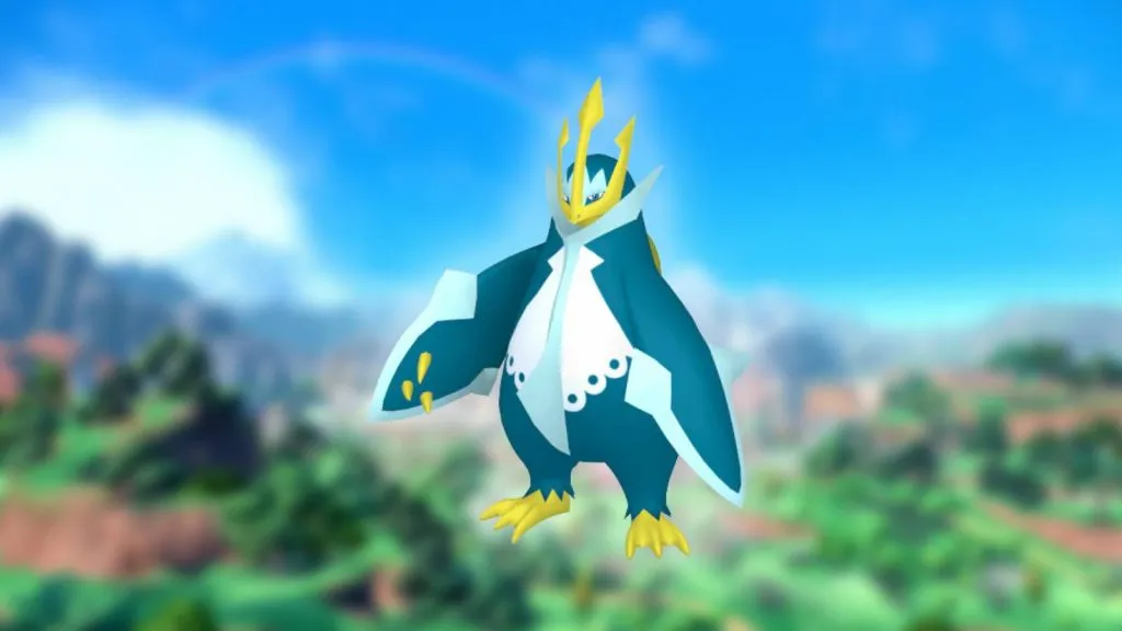 Aparece el Pokémon Empoleon, un gran pingüino intimidante con aletas de acero.