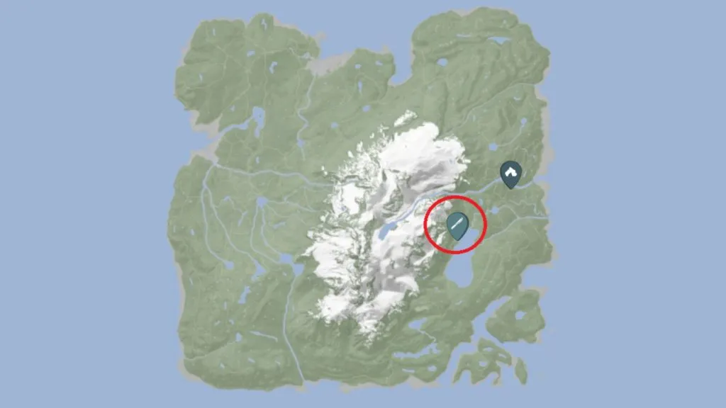 Uma captura de tela mostrando a localização do Rifle em Sons of the Forest.