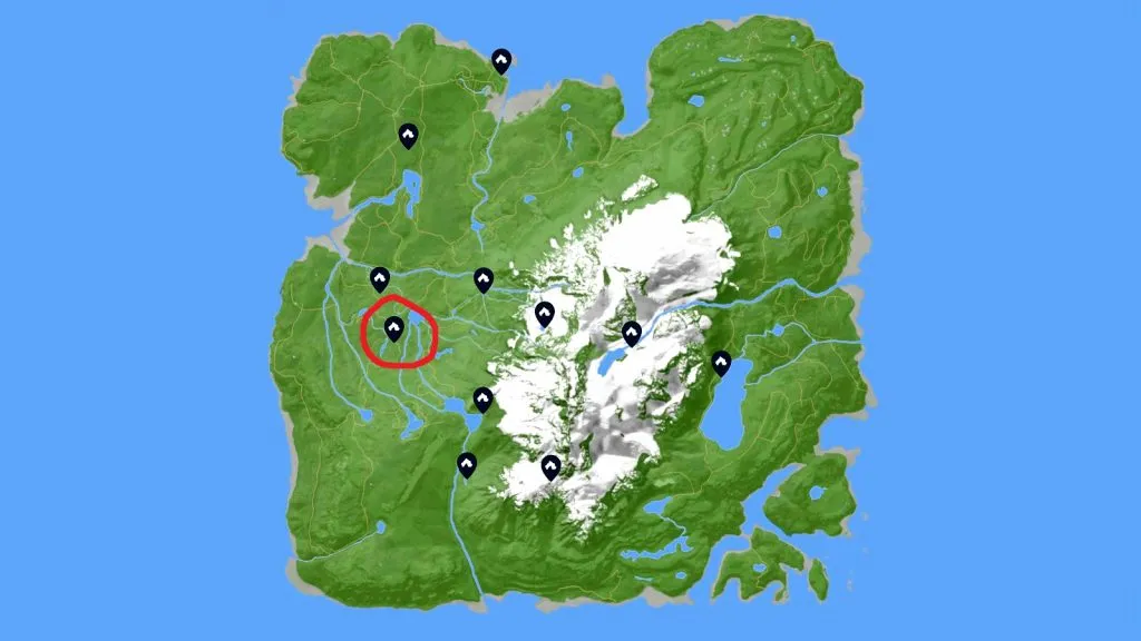 Ubicación de la cueva del arma de cuerda en Sons of the Forest.