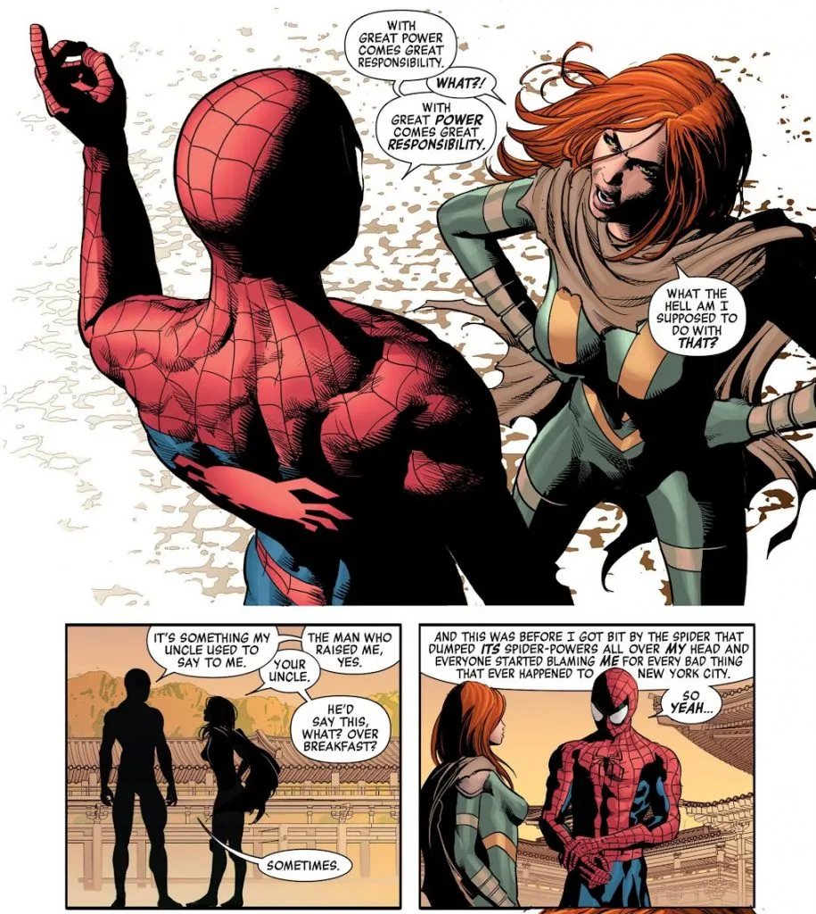 Homem-Aranha ensina Hope Summers sobre responsabilidade