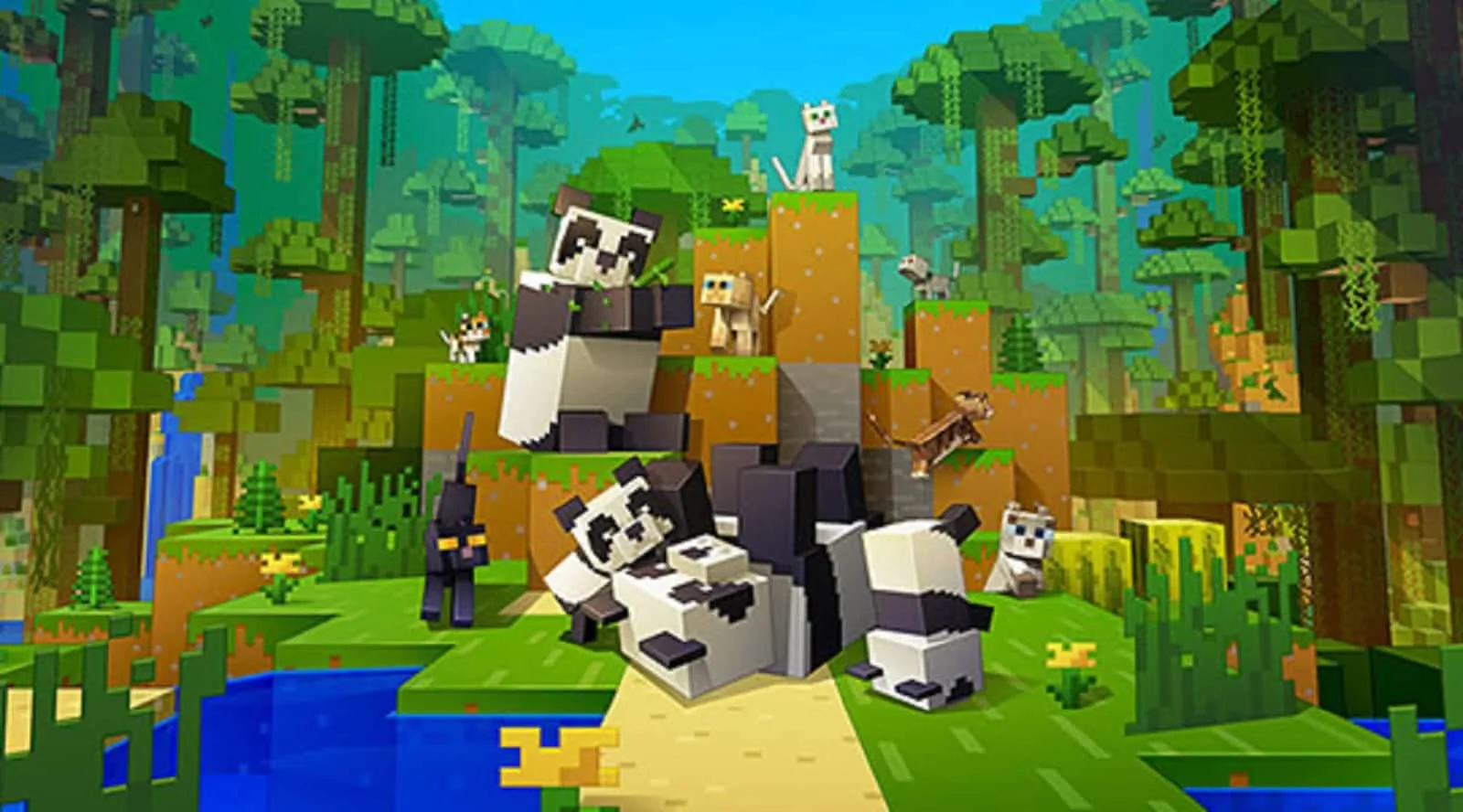 Capa oficial de uma atualização do Minecraft, um jogo multiplataforma.