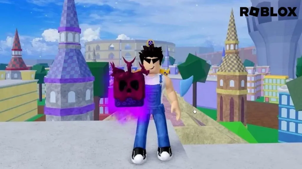 Jogador empunhando a fruta venenosa em Blox Fruits Roblox