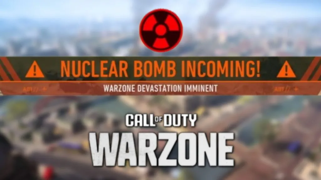 Logotipo de Cod Warzone 2 con advertencia nuclear.