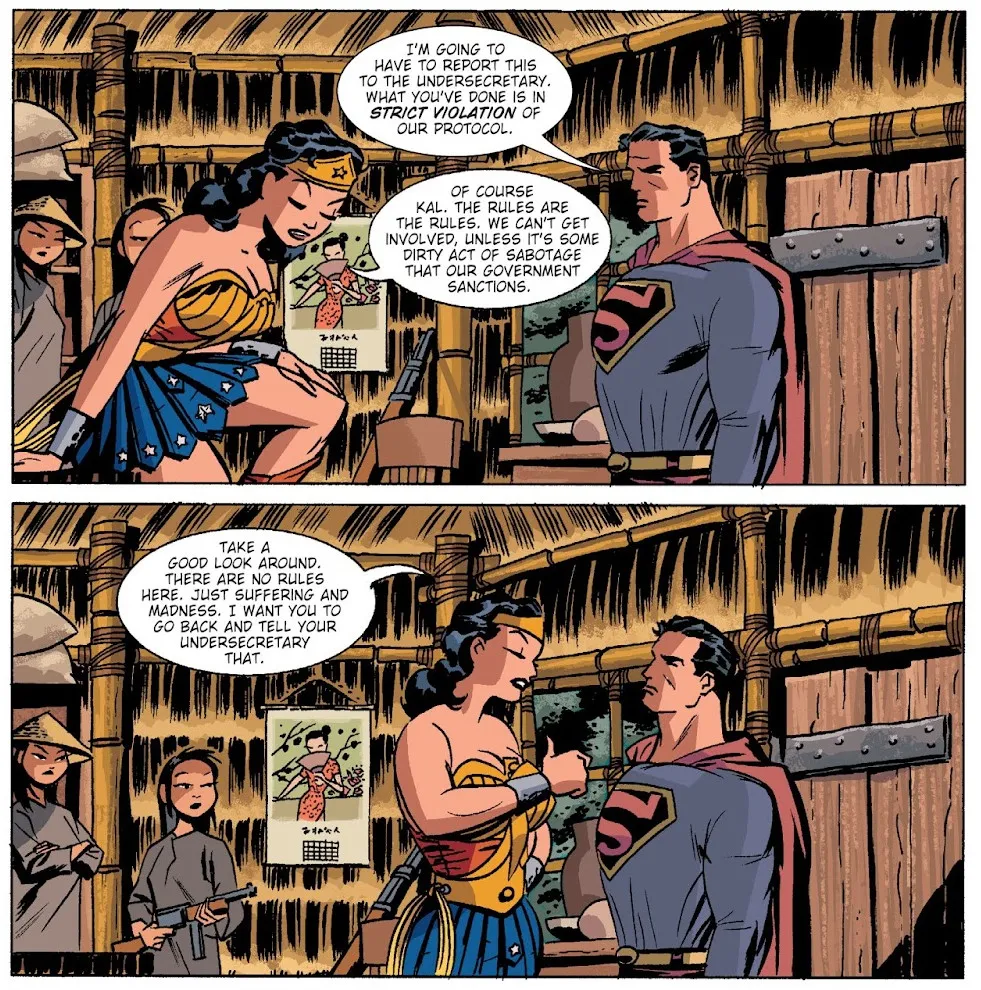 《DC：新前線》中的神力女超人和超人。