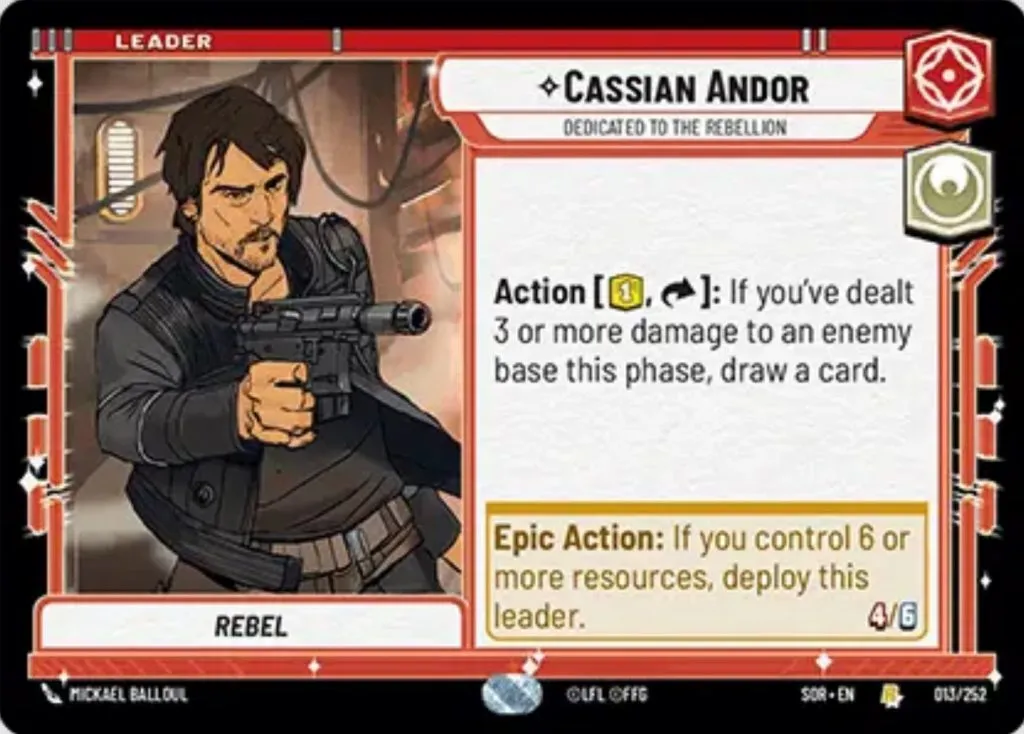 Carte Star Wars Unlimited Cassian Andor Leader