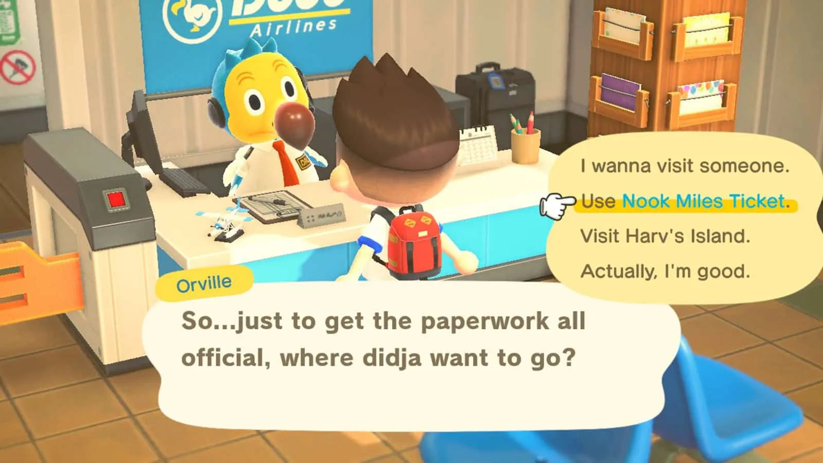 Biglietto per miglia Nook di Animal Crossing New Horizons.