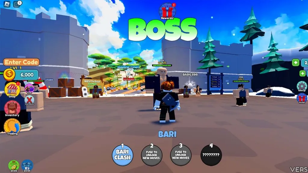 Giocatore che combatte il boss nemico in Anime Fruit Simulator