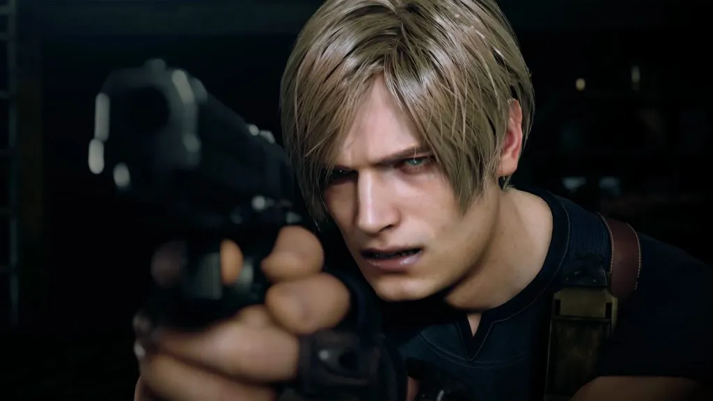 Leon avec l'une des meilleures armes du remake de Resident Evil 4