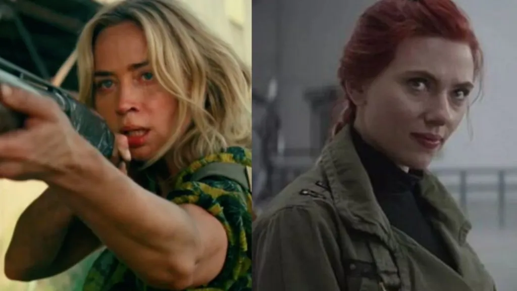 Emily Blunt en Un lugar tranquilo y Scarlett Johansson en Vengadores: Endgame