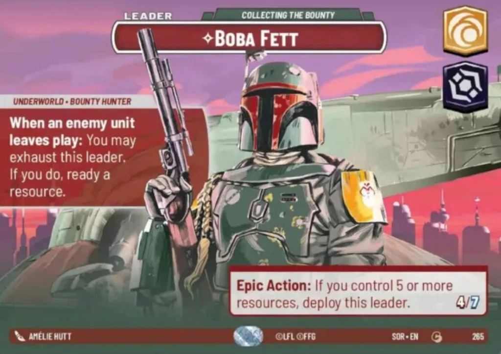 Tarjeta de exhibición de Boba Fett ilimitada de Star Wars