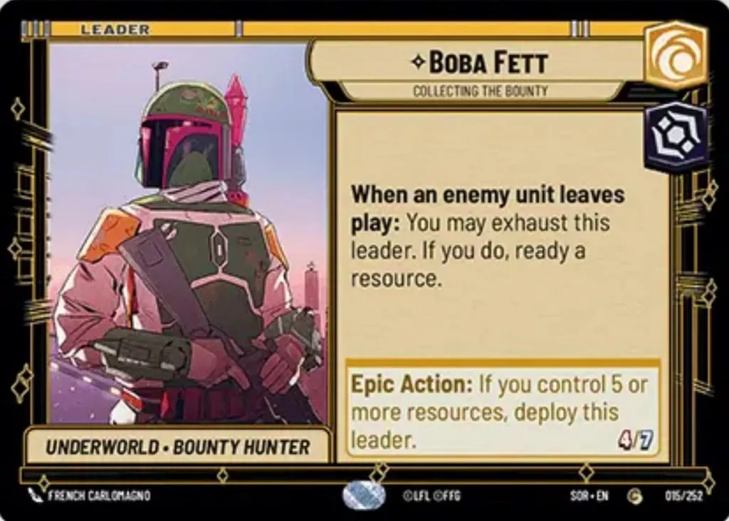 Carte Star Wars Unlimited Boba Fett Leader