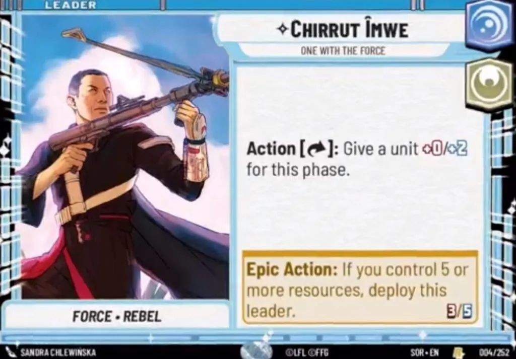 Carte Star Wars Unlimited Chirrut Leader
