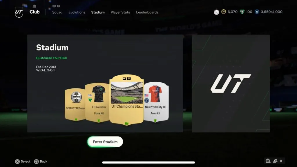 Registerkarte „Stadion“ in EA FC 24 Ultimate Team