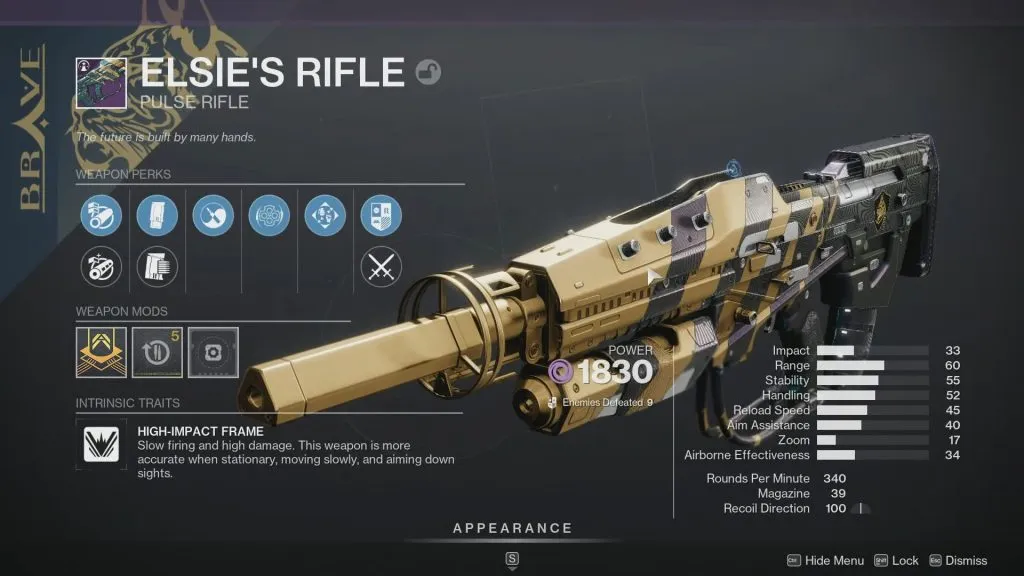 O rifle de Elsie em Destiny 2