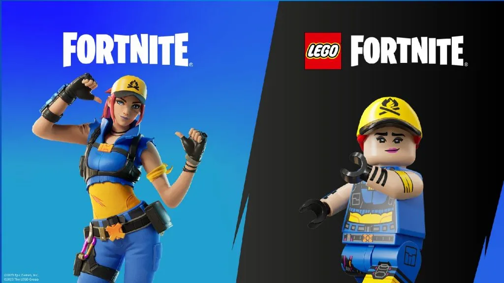 Fortnite Explorer Emilie 스킨과 LEGO 의상 스타일.