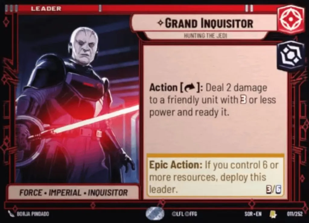 Carte de chef du Grand Inquisiteur Star Wars Unlimited