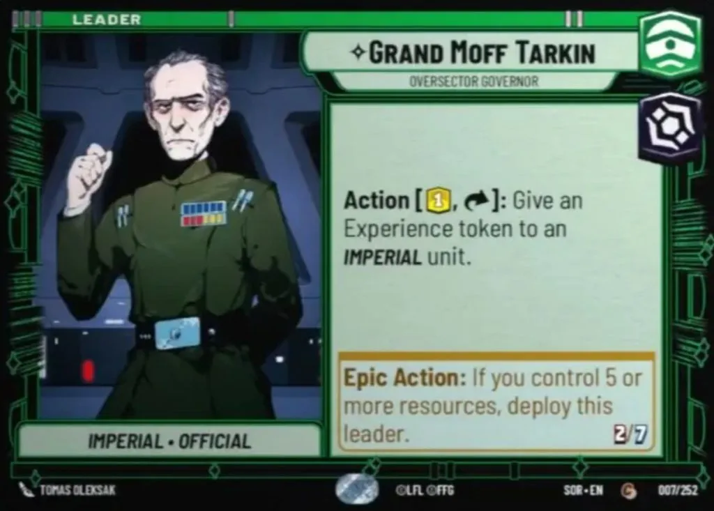 Carte de chef Star Wars Unlimited Grand Moff Tarkin