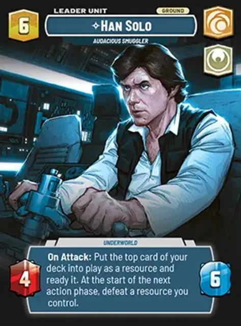 Tarjeta de exhibición de Han Solo de Star Wars Unlimited